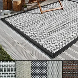 Outdoor-Teppich Mit Bordüre aus Kunststoff wetterfest & rutschsicher Bologna 160x230 cm - Grau