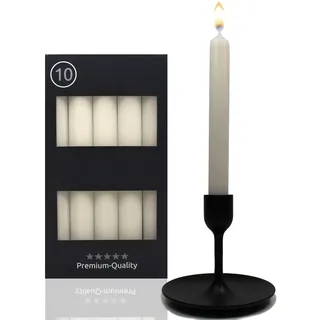Candelo hochwertige 10er Set Tafelkerzen - Kerze Beige - 18,5cm 7,5 Std Brenndauer - Spitzkerzen für Kerzenständer und Kronleuchter - Leuchterkerzen Stabkerzen