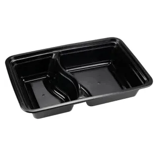 ABENA® Take-away-Schale, PP, 2-geteilt, 300/400 ml, schwarz, Wiederverwendbare Schale für Take-away-Gerichte, 1 Karton = 8 Packungen à 50 Stück