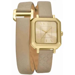 Armani Exchange Watch for Women, Quarz Dreizeigeruhrwerk und 27 mm Gehäusegröße mit Lederarmband