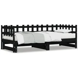 vidaXL Tagesbett Ausziehbar Schwarz 2x(80x200) cm Massivholz Kiefer