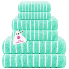 Casa Copenhagen Ecstatic 6-teiliges Handtuch-Set – Aquablau, 600 g/m2, 2 Badetücher, 2 Handtücher, 2 Waschlappen aus weicher ägyptischer Baumwolle für Badezimmer, Küche und Dusche