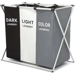 Wäschesammler faltbar Wäschesortierer Wäschekorb Wäsche Box 3 Fächer Wäschesack