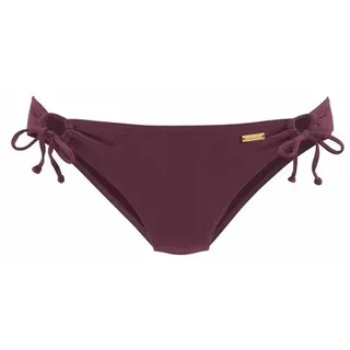 LASCANA Bikini-Hose LASCANA "Italy", Damen, Gr. 34, N-Gr, rot (bordeaux), Microfaser, Polyamid, unifarben, Badehosen Bikini-Hose, mit seitlichen Bindebändern