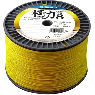 SHIMANO Unisex-Adult Line Kairiki 8 3000m 0.06mm 5.3kg Yellow Sporting Goods, Multicolor, One Size