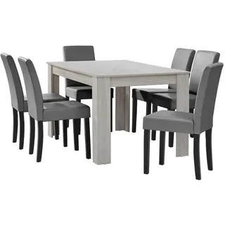 [en.casa] Forssa 7-tlg. 140x90 cm Eiche weiß/hellgrau (51966325)