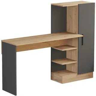 [en.casa] Schreibtisch Varhalo Eichenoptik / Anthrazit