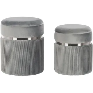 Beliani Pouf Camdenton 36-31/36-31/44-38 cm , Grau , Textil , Rund , 36x38x36 cm , Wohnzimmer, Sessel, Hocker & Hockerbänke, Poufs