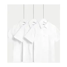M&S Collection Lot de 3chemises filles coupe longue, repassage facile, idéales pour l'école (du 4au 18ans) - White, White - 15-16-LNG