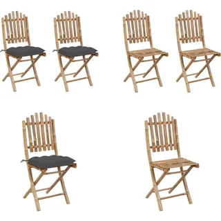 vidaXL Klappbare Gartenstühle 2 Stk. mit Kissen Bambus - Gartenstuhl - Gartenstühle - Outdoor-Stuhl - Outdoor-Stühle - Grau