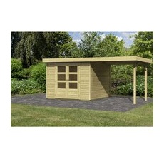 KARIBU Gartenhaus »Kandern 1«, Holz, BxHxT: 462 x 211 x 217 cm (Außenmaße inkl. Dachüberstand) - beige