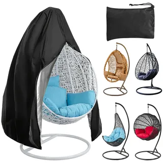 Hängesessel Abdeckung mit Reißverschluss, Schwingsessel Hängekorb Hängestuhl Schutzhülle Hängeliege, Abdeckung für Hängesessel, Swing Egg Chair Cover, Wasserdicht, Winddicht, UV-Beständiges 190*115cm