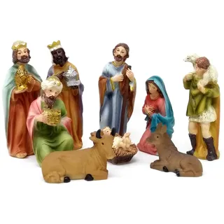 ToCi Krippenfiguren Set mit 9 Figuren (11 cm) für die traditionelle Weihnachts Krippe
