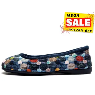 Sleepers Samira Memory Foam Damen Kuschelig Bequem Hausschuhe Blau