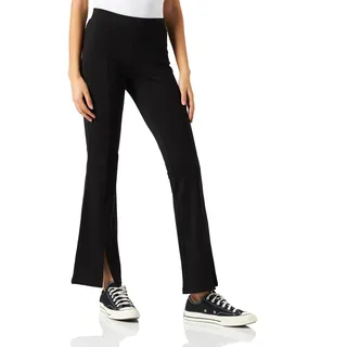 Damen Schlag Hose Slim Fit Stretch Schlupf Stoffhose mit Schlitz JDYPRETTY Flare Slit Pants 70s Retro, Farben:Schwarz, Größe:S / 32L