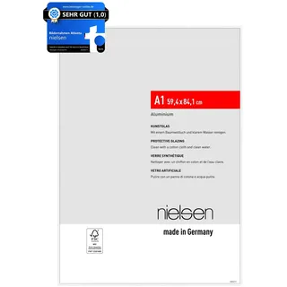 nielsen Bilderrahmen, 59,4 x 84,1 cm (A1), Aluminium, Weiß matt, Posterrahmen zum Aufhängen im Hoch- & Querformat, bruchsicheres Kunstglas, Atlanta