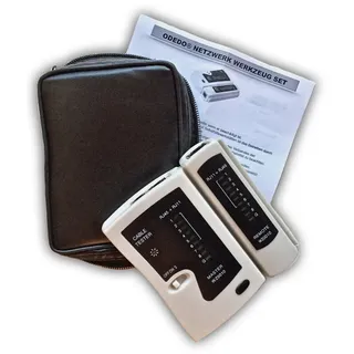 odedo Kabeltester RJ45 / RJ11 mit Remote-Einheit, Netzwerktester, Leitungstester LAN ISDN DSL CAT 5/6 / 7 Patchkabel, Ethernet Network Cable Tester
