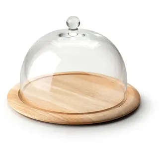 Continenta Käseglocke 2-teilig beige/transparent H: 19,5 cm Ø: 33 cm Glas Holz