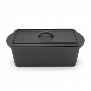 Homira Gusseisen Brotbackform mit Deckel – Voreingebrannt, Backofenfest, Für knuspriges Brot Gusseisen Topf Brot 35 x 13,5 x 12,5 cm