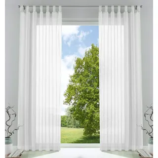 Gardinenbox Voile Gardine Schlaufenschal 2er-Pack 140 x 245 cm Transparent/Weiß