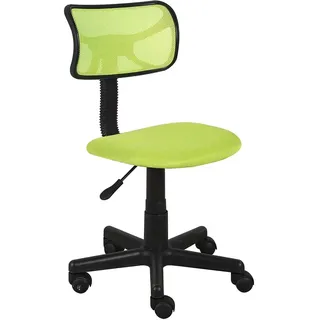 BAKAJI Drehstuhl, höhenverstellbar, Stuhl mit Rädern, Büro, Kinderzimmer, ergonomische Rückenlehne aus atmungsaktivem Netzstoff, gepolsterter Sitz (Grün)