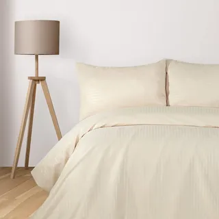 Komfortec Deluxe Bettwäsche 200x200 Set 3 teilig mit Kissenbezüge, Bettwäsche-Sets aus Mikrofaser mit Reißverschluss Weich und Bügelfrei, Beige