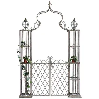 DanDiBo Dandibo Rosenbogen mit Tor Pforte Metall 275x170 cm Rundbogen Torbogen Pergola 110241 Schmiedeeisen Rankhilfe Gartentor , Braun , 170x275x38 cm , Dekoration, Gartendeko