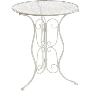 Kobolo Tisch Metalltisch Gartentisch Beistelltisch Deko - Metall - Rund - cream - Weiß
