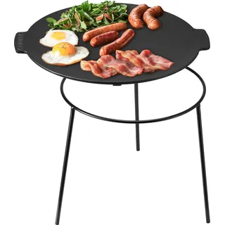 Navaris Grillplatte Ø 30 cm Gusseisen Schwarz