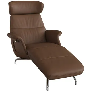 flexlux Loungesessel »Clement Chaislongue, Relaxstuhl, Liegesessel, Rücken- & Kopfteilverstellung, Armlehne gepolstert geölt, Fuß Alu