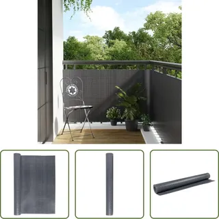 The Living Store Balkon-Sichtschutz Anthrazit 500x90 cm Poly Rattan - Grau