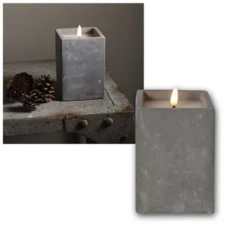 Star Trading LED Stumpenkerze 9 x 9 x 14,5 cm grau/silber