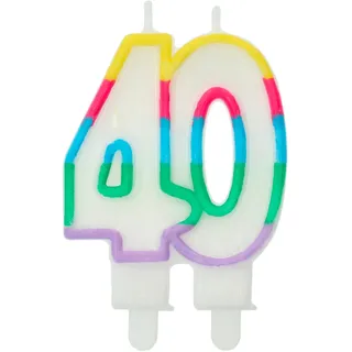 Folat 24183 Kuchen Kerze Colorblock Ziffer/Zahl 40-7,5 x 6 cm Geburtstagskerzen für Geburtstag, Geburtstagsdeko, für Kinder Partys, Hochzeiten, Firmenfeiern, Jubiläen