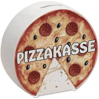 Pizzakasse Spardose mit Pizzamotiv witziges Sparschwein um auf die nächste Partypizza zu sparen oder als lustiges Geschenk für Pizzafans