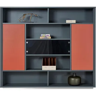 Moderner Eckschreibtisch aus MDF und Glas in dunkler Farbe - Schwarz