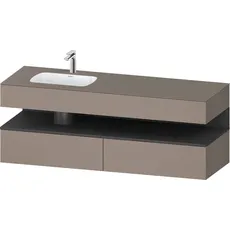 Duravit Qatego Einbauwaschtisch mit Konsolenwaschtischunterbau, 1600x550x600mm, Nische Graphit Matt, Becken links, QA4795049, Farbe: Basalt Matt/mit Nischenbeleuchtung