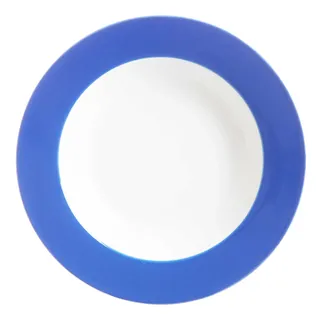 Ritzenhoff & Breker Doppio Suppenteller, 1 Stück, Teller tief mit farbigem Rand, Essteller, Porzellan, Indigo Blau, Ø 22 cm, 063868