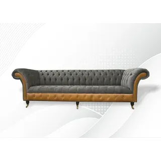 xxl Sofas Chesterfield Polster Design Luxus Sofa 4 Sitzer Leder Couchen Couch - Braun