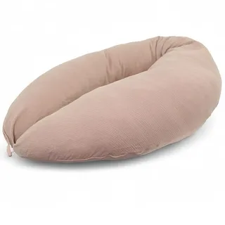 HOBEA-Germany Stillkissen 190 cm x 76 cm XXL Lagerungskissen Schwangerschaftskissen für Baby und Erwachsene Seitenschläferkissen Stillkissen mit Bezug aus Bio Baumwolle, (Musselin Taupe)