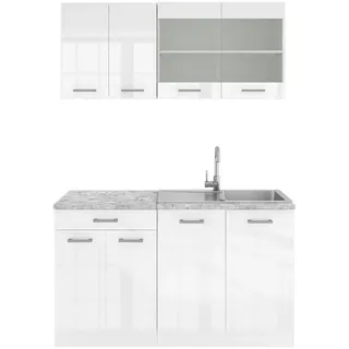Vicco Küchenzeile R-Line 140 cm Weiß Hochglanz