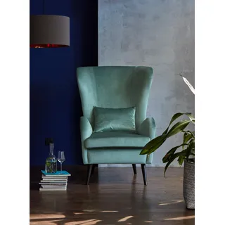 Home Affaire Ohrensessel Salla Fellimitat 78 x 118 x 94 cm Grün mit Hocker