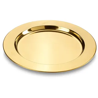 Echtwerk Platzteller/ Set "Shiny", Unterteller aus hochwertigem Edelstahl, Edelstahlteller, Dekoteller für Hochzeiten, Servierplatte, Tischset, Ø 33,2 cm, Gold-Edition, 2 teilig