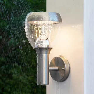 NBHANYUAN Lighting® Aussenleuchte/Außenlampe LED Wand Lampe Außen für Balkon, Garten Silber SUS304 Edelstahl 3000K Warmweiß Licht 1000LM 9W IP44 (ohne PIR Sensor)