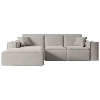 altdecor Ecksofa in L-Form, Serra-L - 266x169x80 cm Hellbraun - Corner Sofa Bett Eckcouch Couch Wohnlandschaft Cauchsofa - Hellbraun