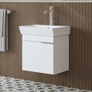 Roomart LYCIA-50 Badmöbel-Set 2-teilig 50 cm breit, Weiß - Weiß