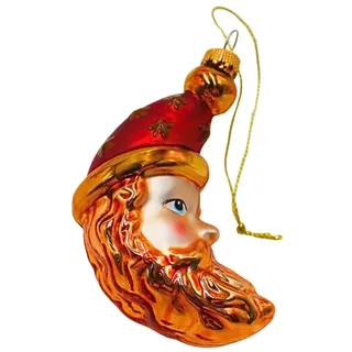 Dekohelden24 Lauschaer Christbaumschmuck - Christbaumkugeln Lauscha, Glaskugeln, Weihnachtsbaumkugeln, Glasornament Santa Claus, Weihnachtsmann in rot und Gold, aus Lauscha, L/B/H 8 x 3 x 9 cm.