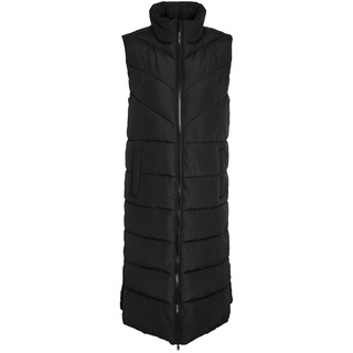 Noisy may Lange Weste Maxi Wattierte Puffer Stepp Jacke Wadenlang ohne Ärmel & Kapuze NMDALCON, Farben:Schwarz,Größe Damen:M