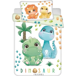 JERRY FABRICS Kinderbettlaken Dino 02 baby Baumwolle, 100/135, 40/60 cm - Weiß