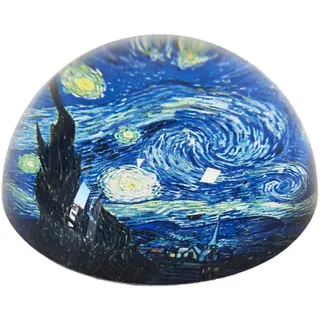 Briefbeschwerer mit Van Gogh-Motiv „Sternennacht“ aus gewölbtem Glas
