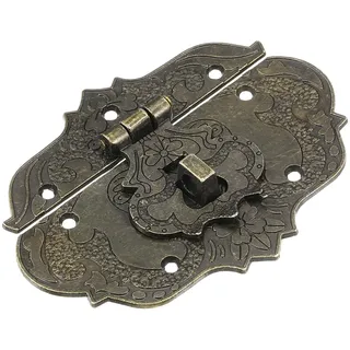 QUARKZMAN Antike Verschlüsse Embossing Latch Haspe Vintage Antik-Verschlüsse Dekorative Haken Beschläge für Vorhänge-Schloss Schlösser Truhen Kisten Schieber Holzkiste Koffer 85 x 65 mm
